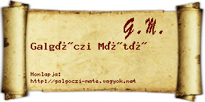 Galgóczi Máté névjegykártya